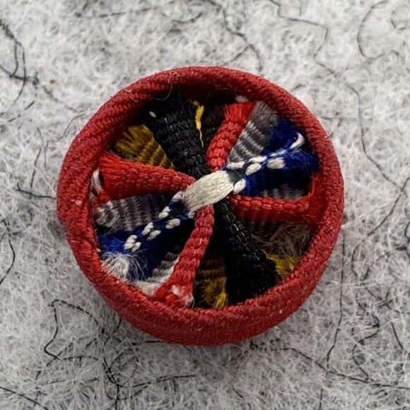 Antique WWI Handmade Fabric Woven Rosette Lapel Pin Vintage Rare Sweetheart